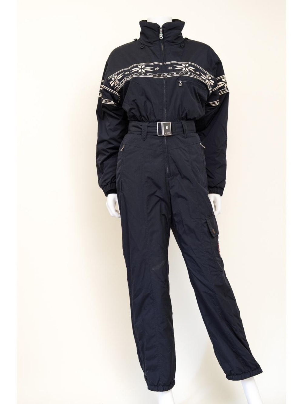 Vintage Bogner Christiana Blue Women’s Ski Suit w/ Snowflake Pattern